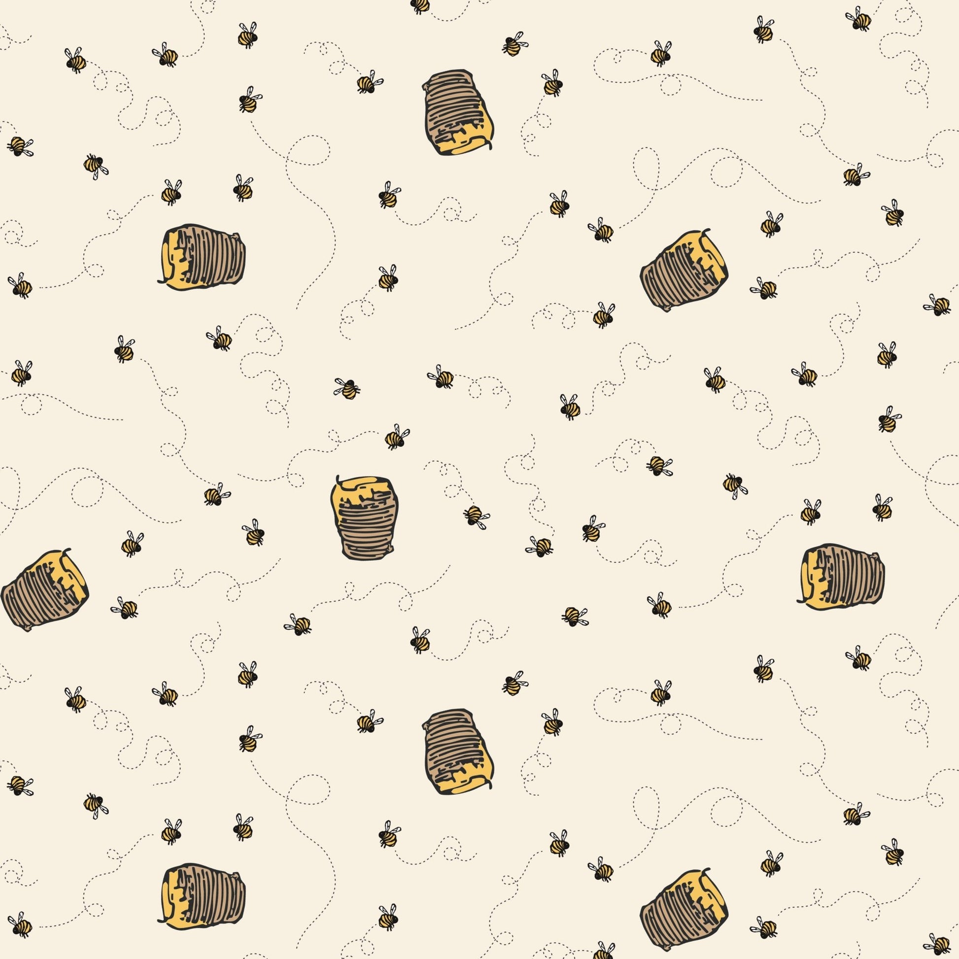 Winnie the Pooh Quilt Fabric Bees C17004 - CREAM by Echo Park Paper Co. - Jammin Threads