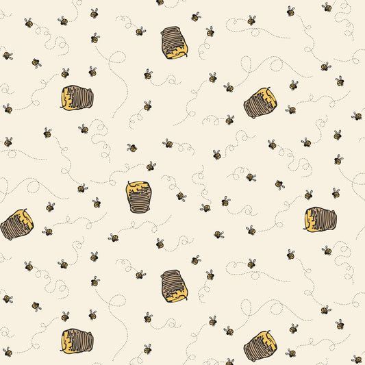 Winnie the Pooh Quilt Fabric Bees C17004 - CREAM by Echo Park Paper Co. - Jammin Threads
