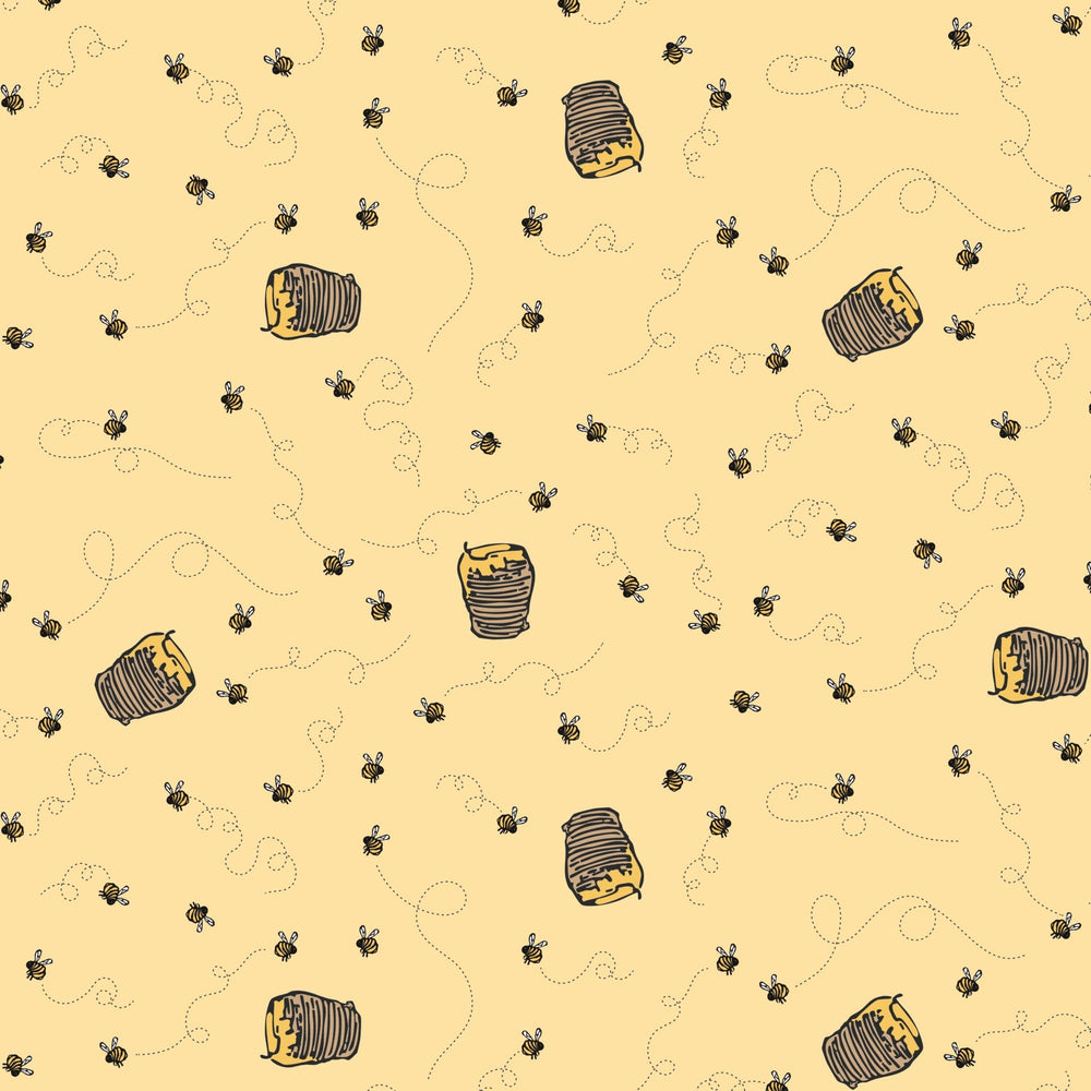 Winnie the Pooh Quilt Fabric Bees C17004 - SUNSHINE by Echo Park Paper Co. - Jammin Threads