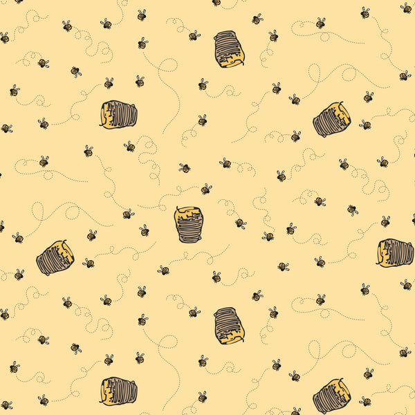 Winnie the Pooh Quilt Fabric Bees C17004 - SUNSHINE by Echo Park Paper Co. - Jammin Threads