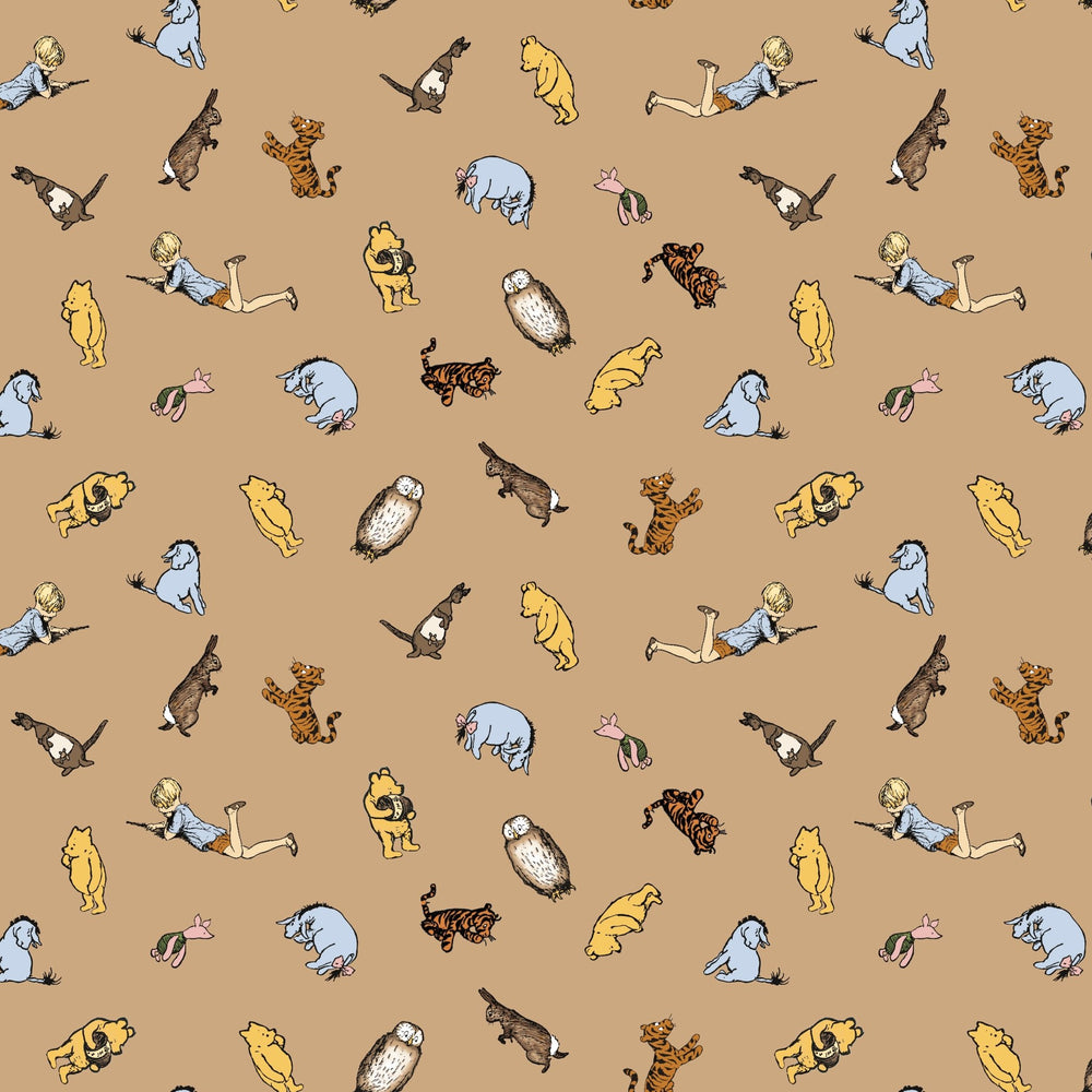 Winnie the Pooh Quilt Fabric Characters C17003 - BROWN by Echo Park Paper Co. - Jammin Threads