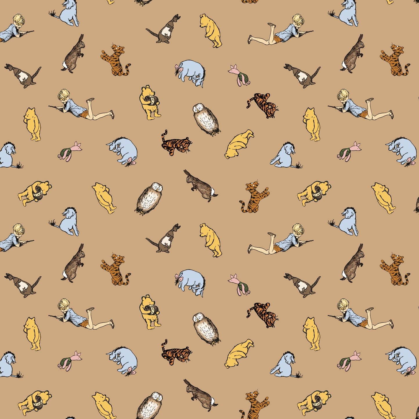 Winnie the Pooh Quilt Fabric Characters C17003 - BROWN by Echo Park Paper Co. - Jammin Threads