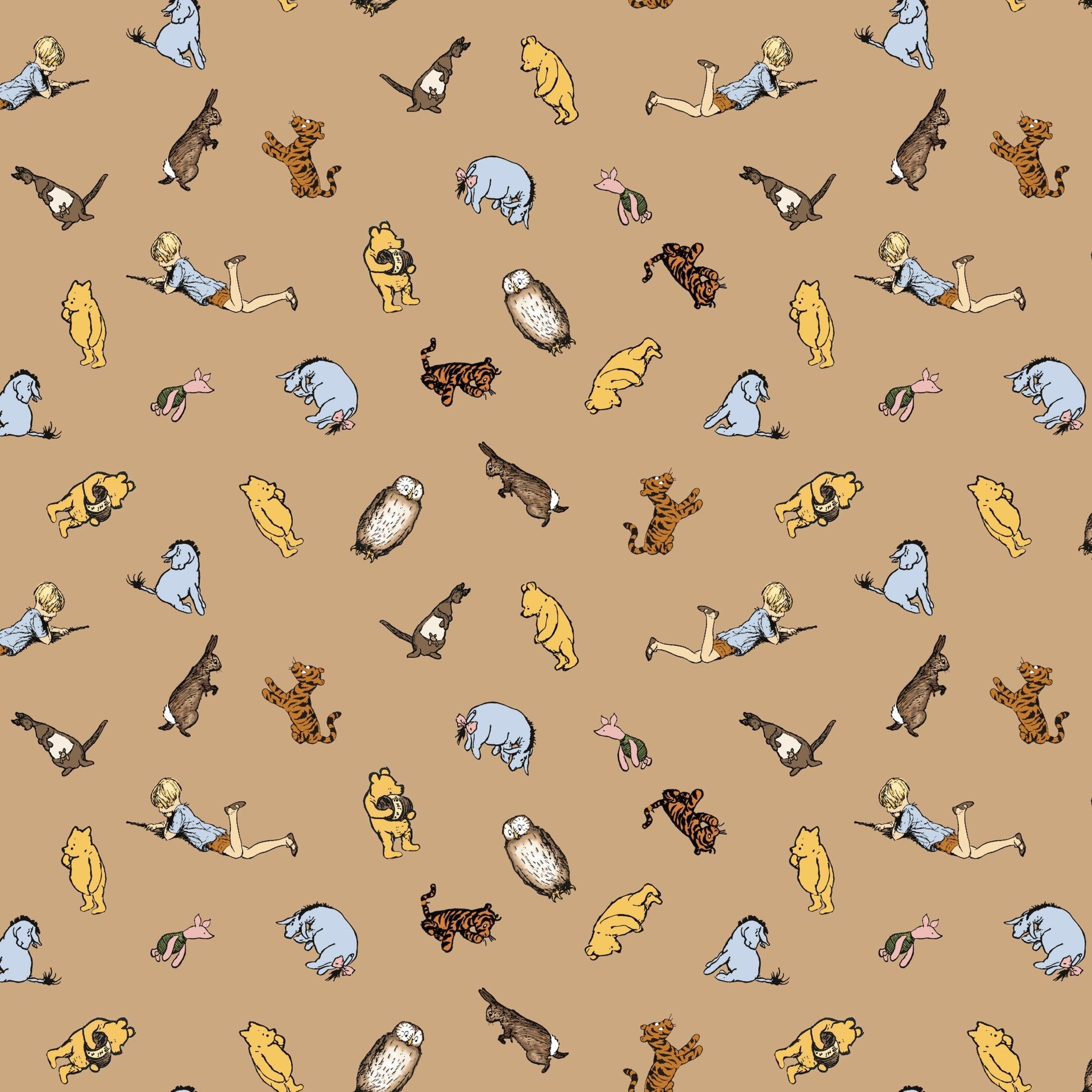 Winnie the Pooh Quilt Fabric Characters C17003 - BROWN by Echo Park Paper Co. - Jammin Threads