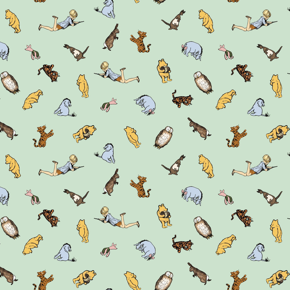 Winnie the Pooh Quilt Fabric Characters C17003 - GREEN by Echo Park Paper Co. - Jammin Threads