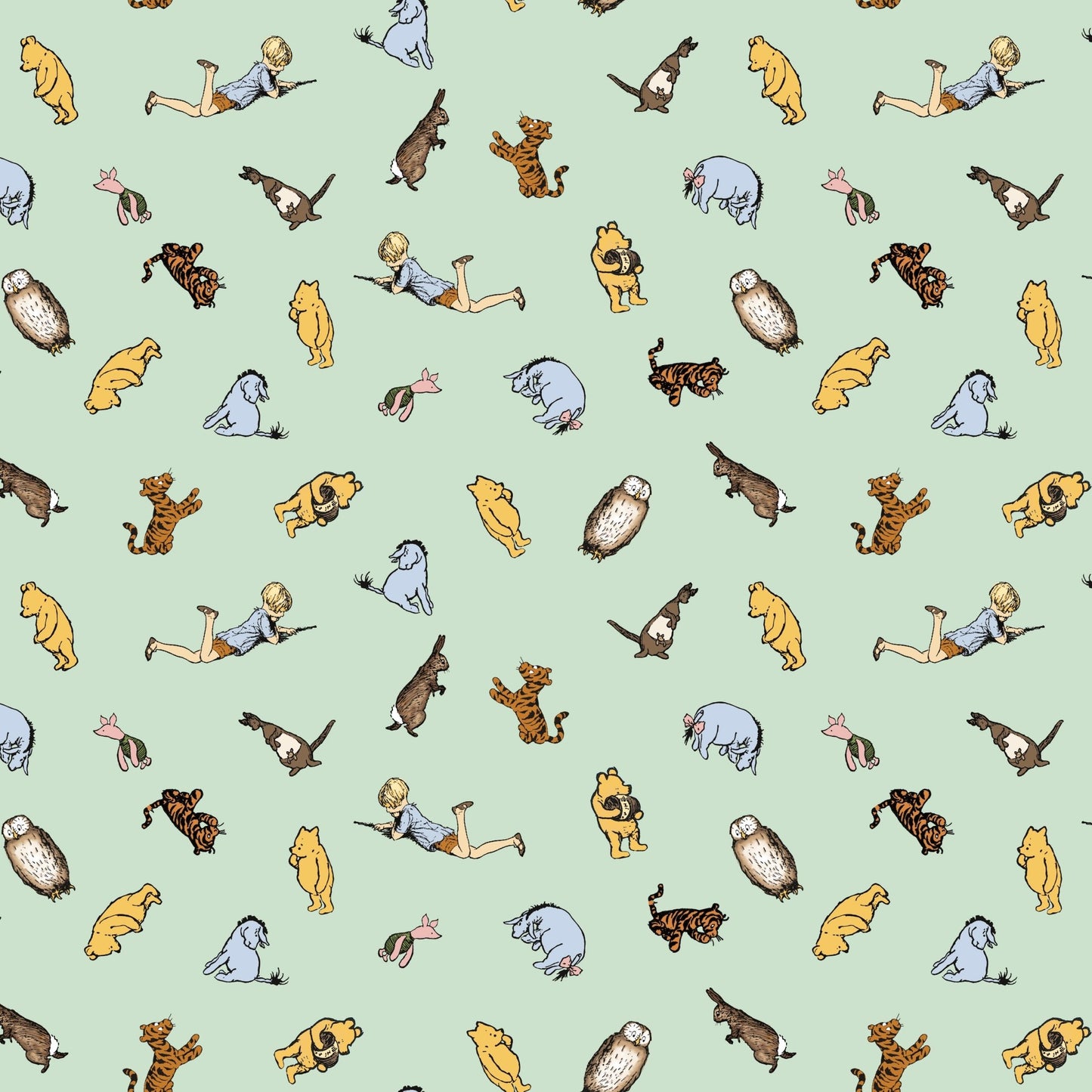 Winnie the Pooh Quilt Fabric Characters C17003 - GREEN by Echo Park Paper Co. - Jammin Threads