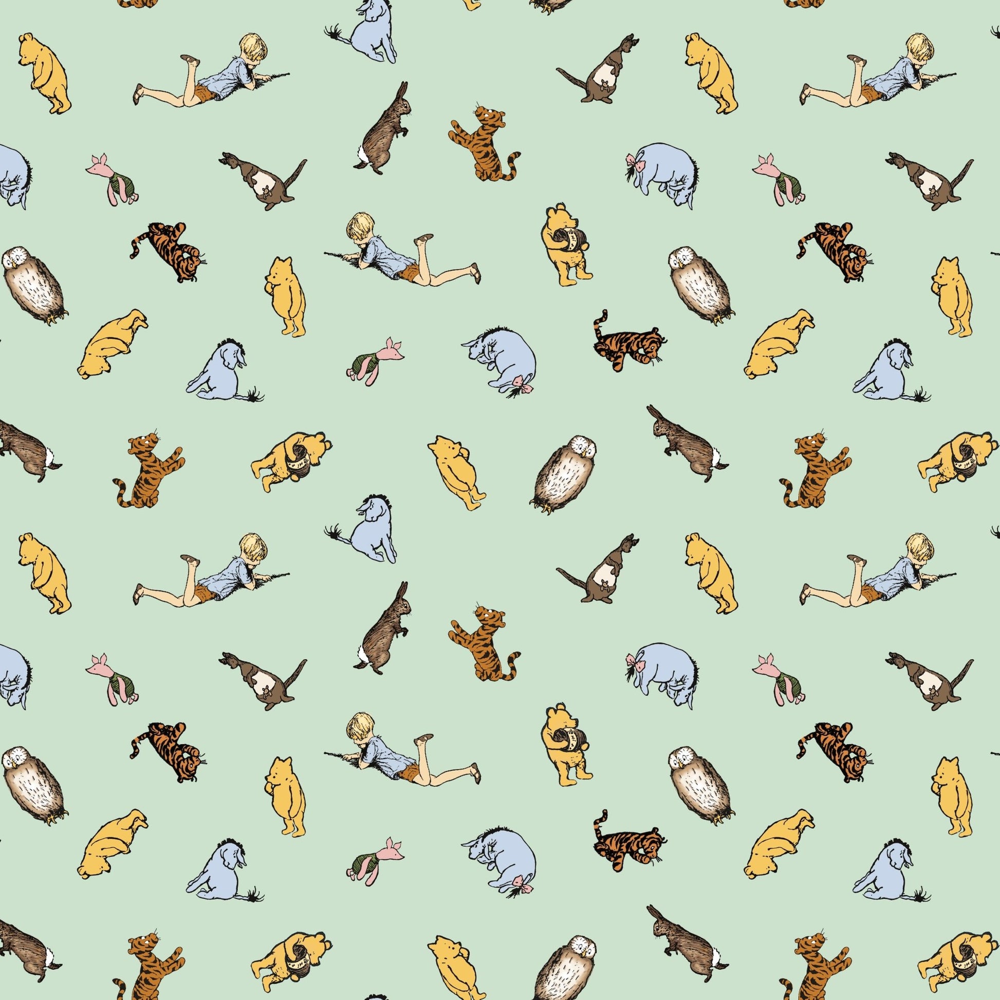 Winnie the Pooh Quilt Fabric Characters C17003 - GREEN by Echo Park Paper Co. - Jammin Threads