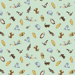 Winnie the Pooh Quilt Fabric Characters C17003 - GREEN by Echo Park Paper Co. - Jammin Threads