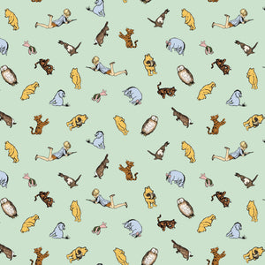 Winnie the Pooh Quilt Fabric Characters C17003 - GREEN by Echo Park Paper Co. - Jammin Threads