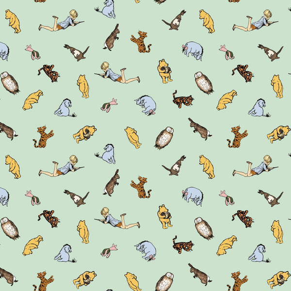 Winnie the Pooh Quilt Fabric Characters C17003 - GREEN by Echo Park Paper Co. - Jammin Threads