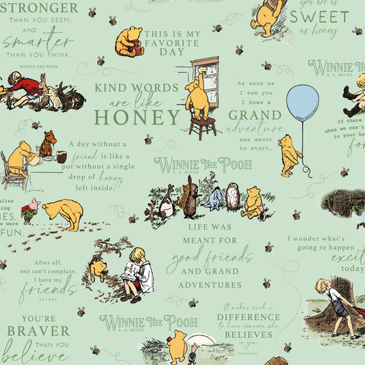 Winnie the Pooh Quilt Fabric Main C17000 - GREEN by Echo Park Paper Co. - Jammin Threads