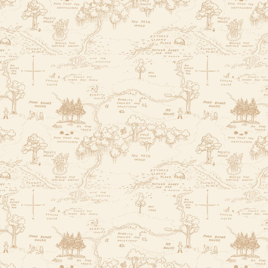 Winnie the Pooh Quilt Fabric Map C17001 - CREAM by Echo Park Paper Co. - Jammin Threads