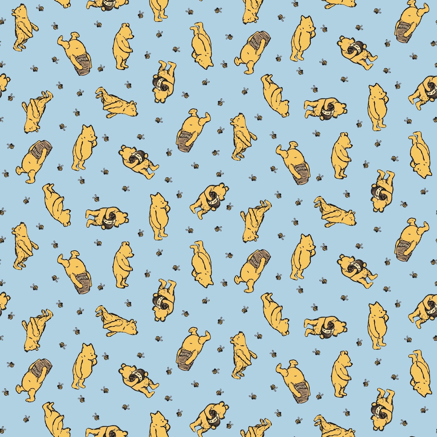 Winnie the Pooh Quilt Fabric Toss C17002 - BLUE by Echo Park Paper Co. - Jammin Threads