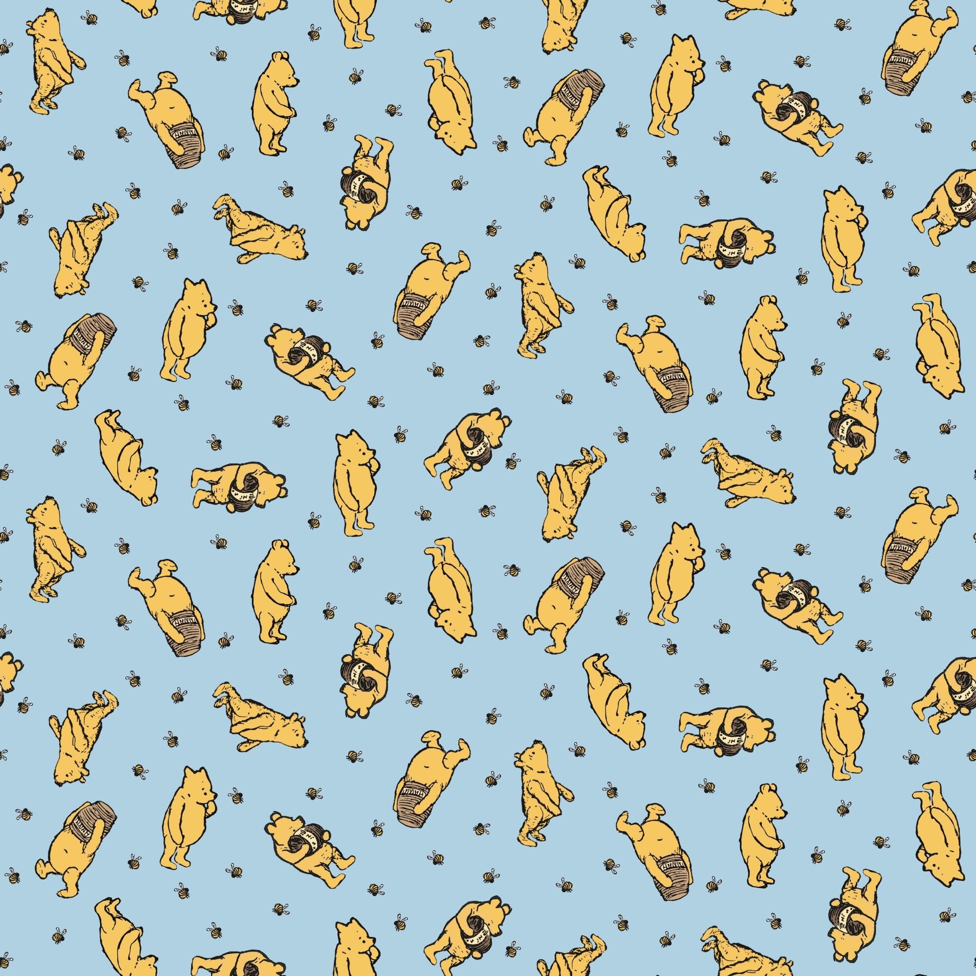 Winnie the Pooh Quilt Fabric Toss C17002 - BLUE by Echo Park Paper Co. - Jammin Threads