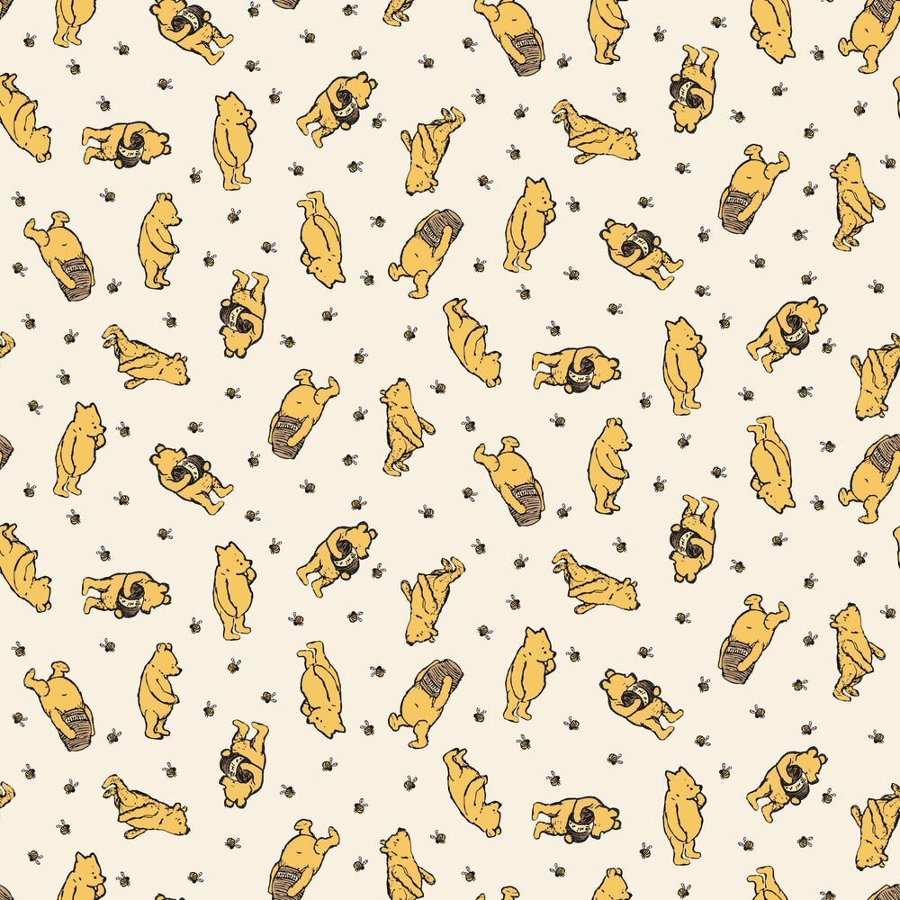 Winnie the Pooh Quilt Fabric Toss C17002 - CREAM by Echo Park Paper Co. - Jammin Threads