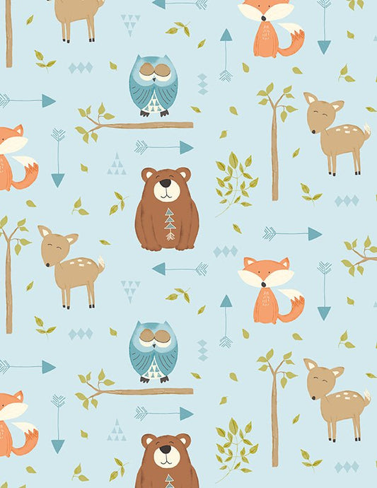 Winsome Critters -Critters All Over - Blue Quilt Fabric by Wilmington Prints - Jammin Threads