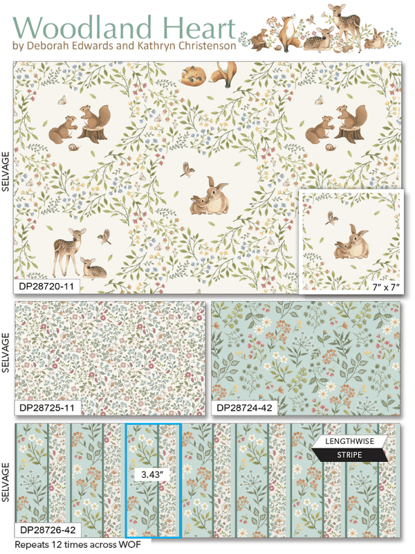 Woodland Heart DP28723 - 12 by Deborah Edwards and Kathryn Christenson for Northcott Fabrics - Jammin Threads