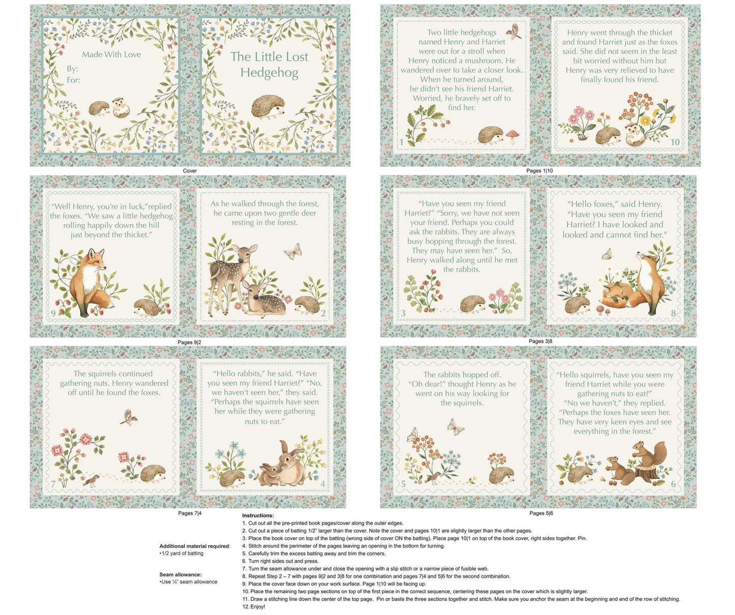 Woodland Heart DP28728 - 11 Book Panel by Northcott Fabrics - Jammin Threads