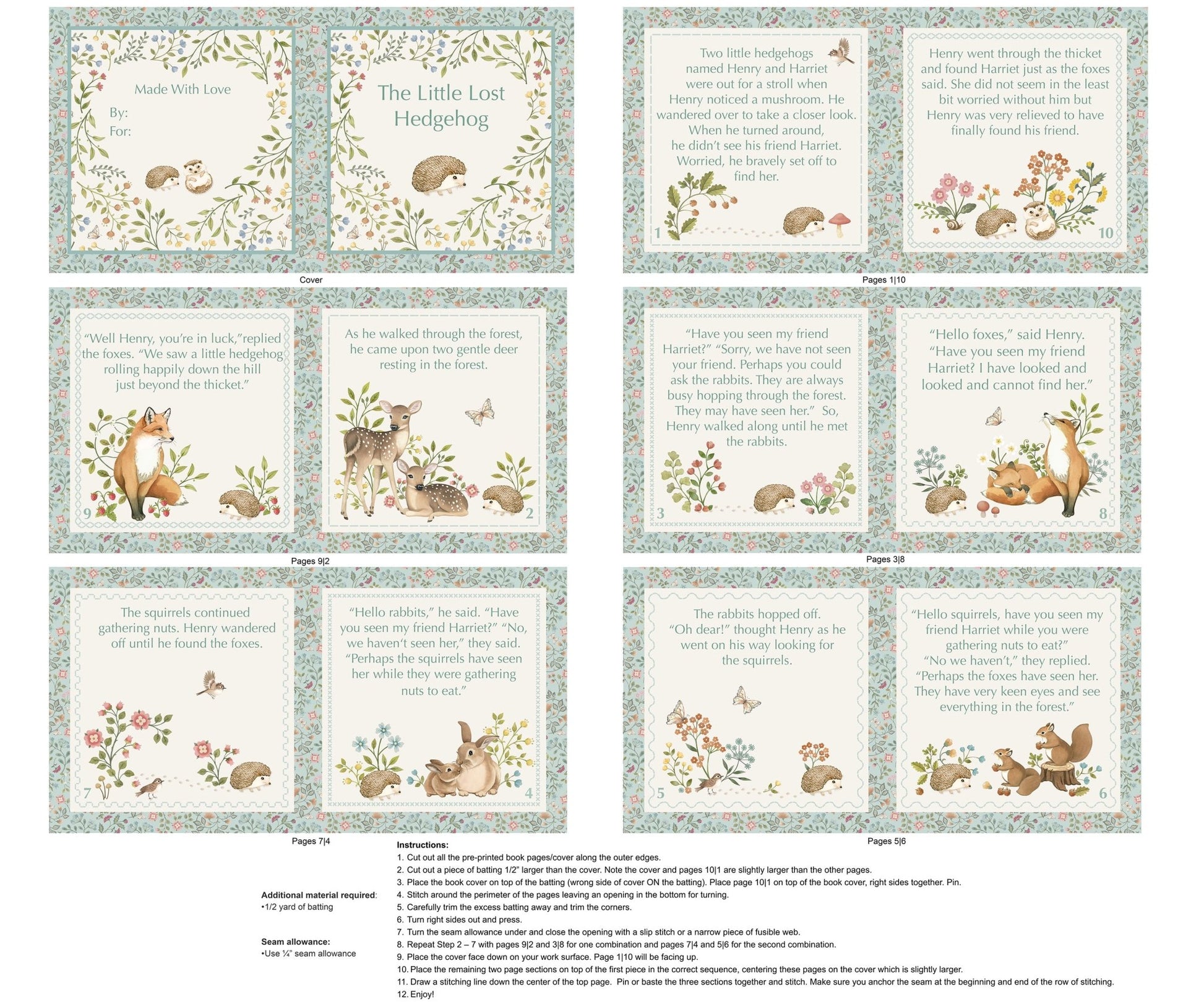 Woodland Heart DP28728 - 11 Book Panel by Northcott Fabrics - Jammin Threads