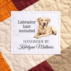 Yellow Labrador Quilt Label – “Labrador Hair Included” Personalized Quilt Tag – Dog Lover Quilt Label – Custom Name Quilt Label - Jammin Threads