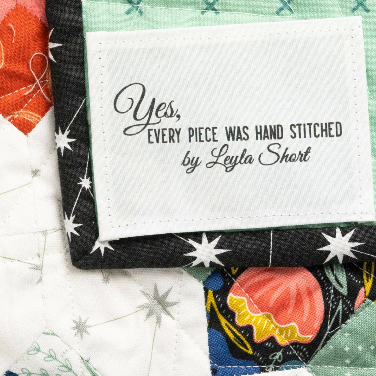 Yes, Every Piece Was Hand Stitched Quilt Labels – Personalized Hand Pieced Quilt Labels – Cotton – 8 per Sheet - Jammin Threads