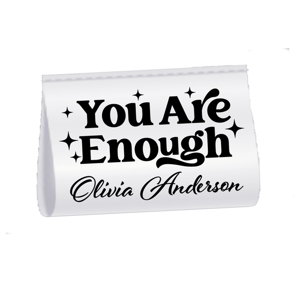 You Are Enough Satin Quilt Label – Personalized Sew - In Tag with Name | Inspirational Quilt Tag | Custom Satin Label - Jammin Threads