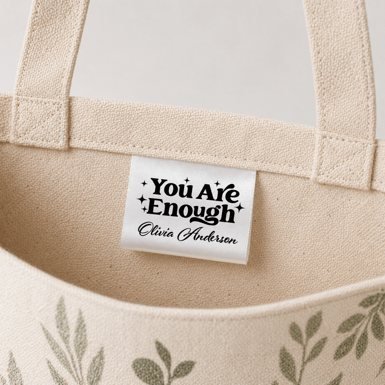 You Are Enough Satin Quilt Label – Personalized Sew - In Tag with Name | Inspirational Quilt Tag | Custom Satin Label - Jammin Threads