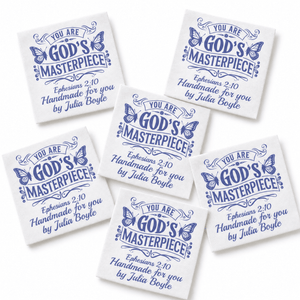 You Are God’s Masterpiece Personalized Christian Quilt Labels – Ephesians 2:10 - Jammin Threads