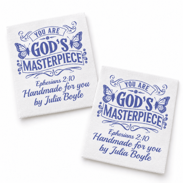 You Are God’s Masterpiece Personalized Christian Quilt Labels – Ephesians 2:10 - Jammin Threads