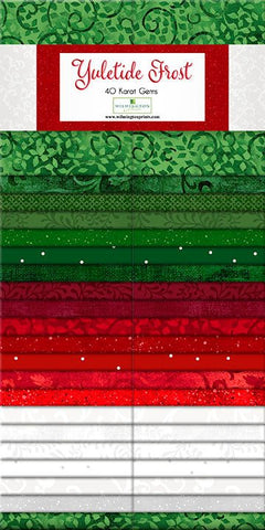 Yuletide Frost Christmas Quilt Fabric - 40 Karat Gems 2.5 x 44" 40 pc. - Jammin Threads
