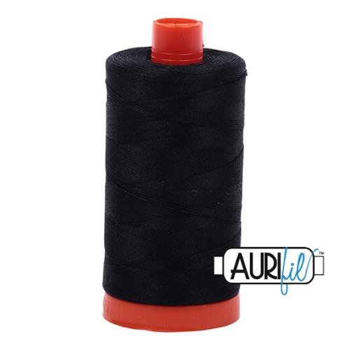 50wt Aurifil - Black - 100% Cotton Mako Thread Aurifil #MK50-2692 - Jammin Threads