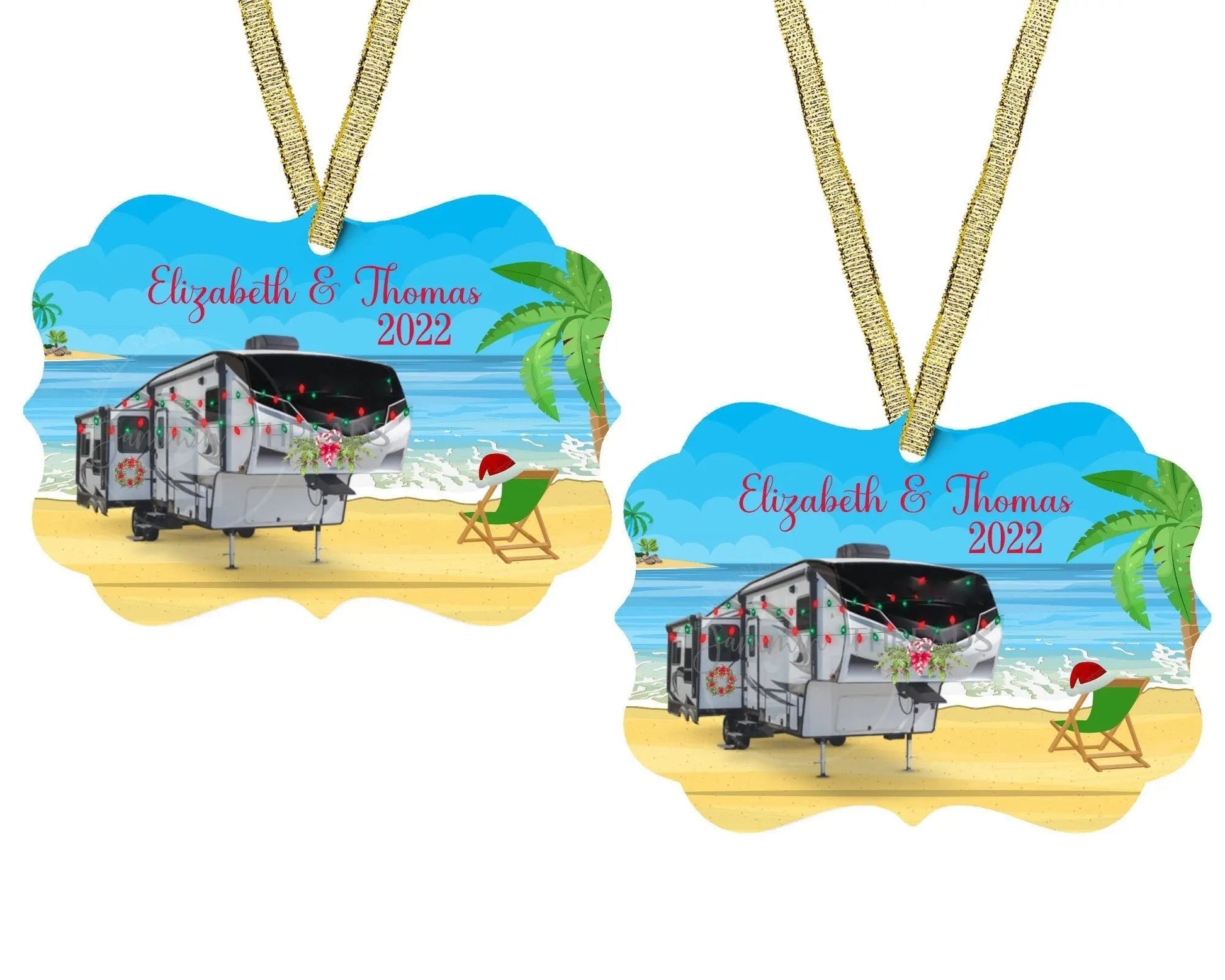 Reflection 5th Wheel Camper Christmas Ornament by Jammin' Threads