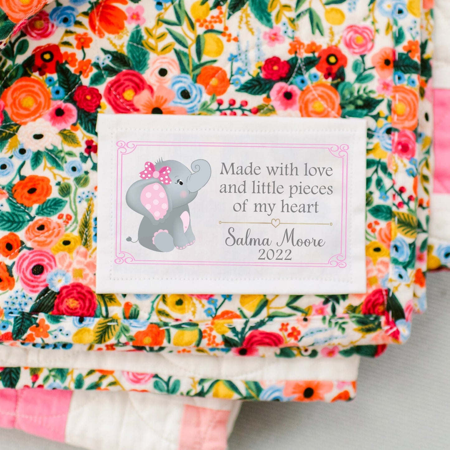 Baby Elephant Quilt Labels - Jammin Threads
