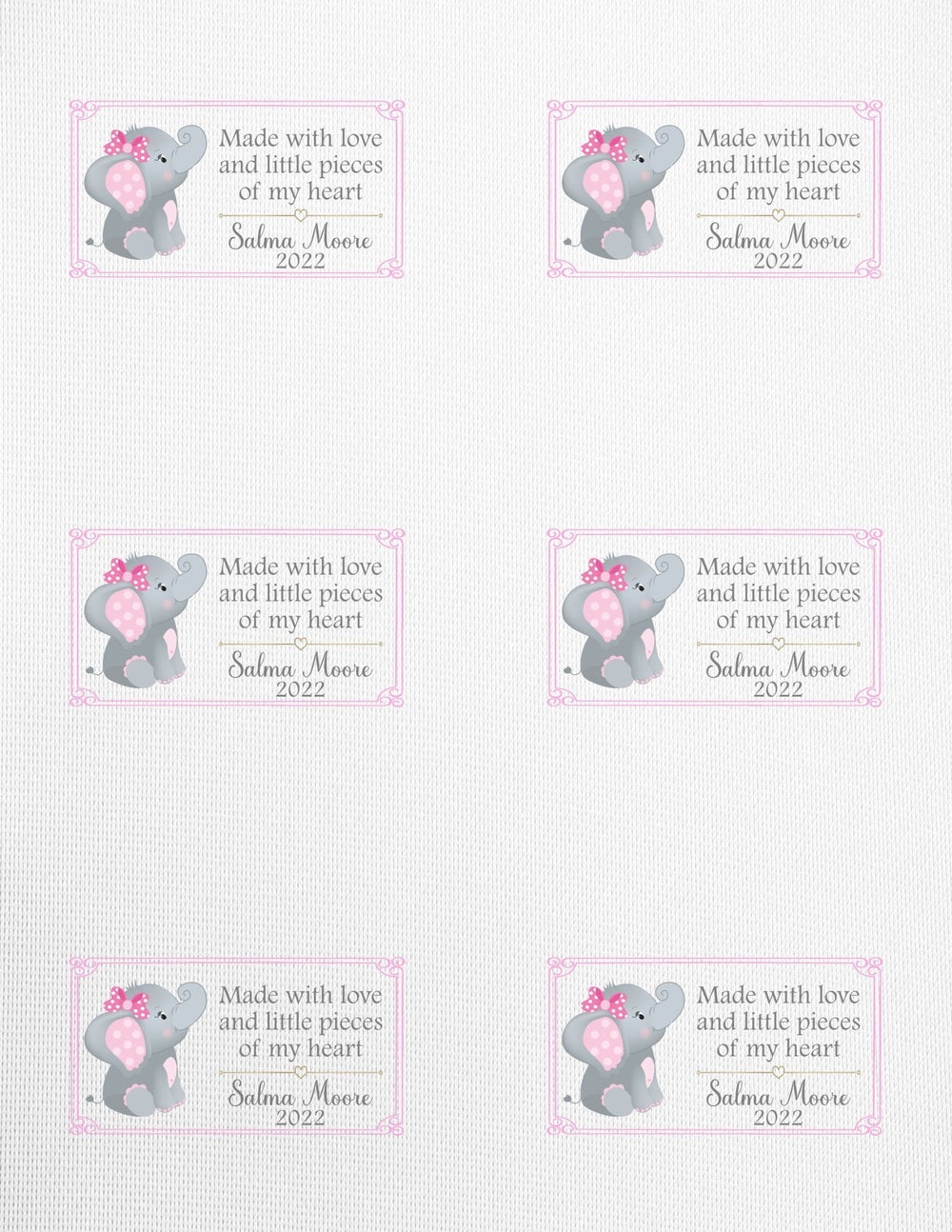 Baby Elephant Quilt Labels - Jammin Threads