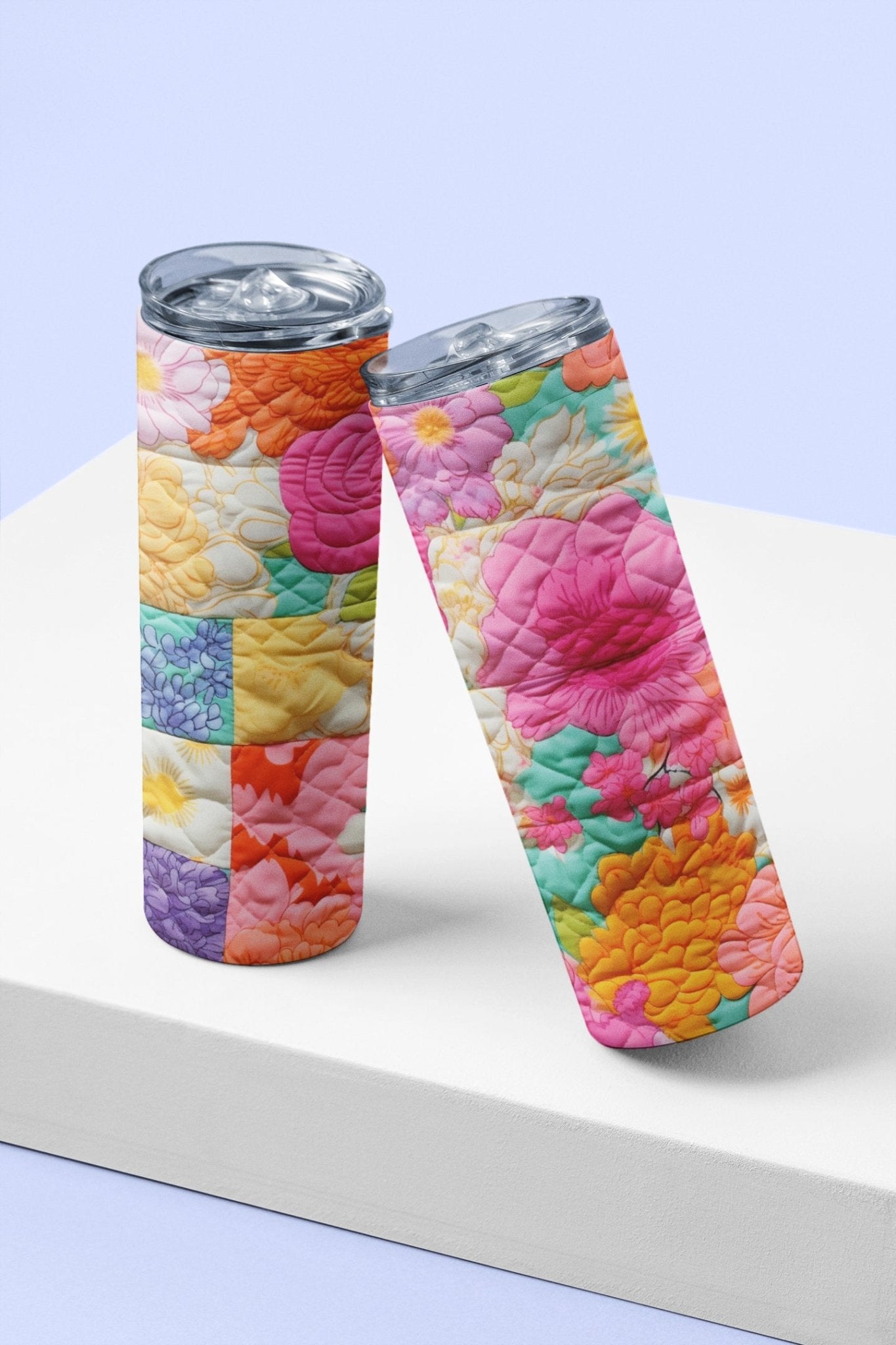 Beautiful fluffy quilted 20 oz. tumbler. This is a great tumbler for quilters and longarmers - Jammin Threads