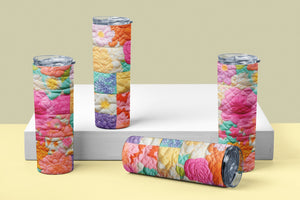 Beautiful fluffy quilted 20 oz. tumbler. This is a great tumbler for quilters and longarmers - Jammin Threads