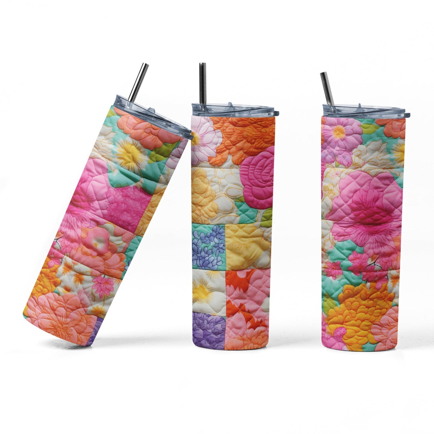 Beautiful fluffy quilted 20 oz. tumbler. This is a great tumbler for quilters and longarmers - Jammin Threads