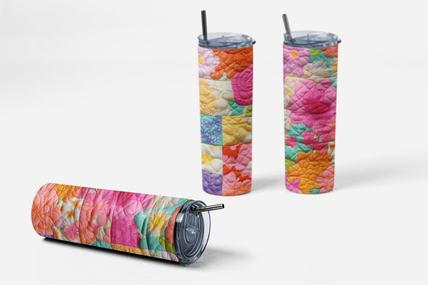 Beautiful fluffy quilted 20 oz. tumbler. This is a great tumbler for quilters and longarmers - Jammin Threads