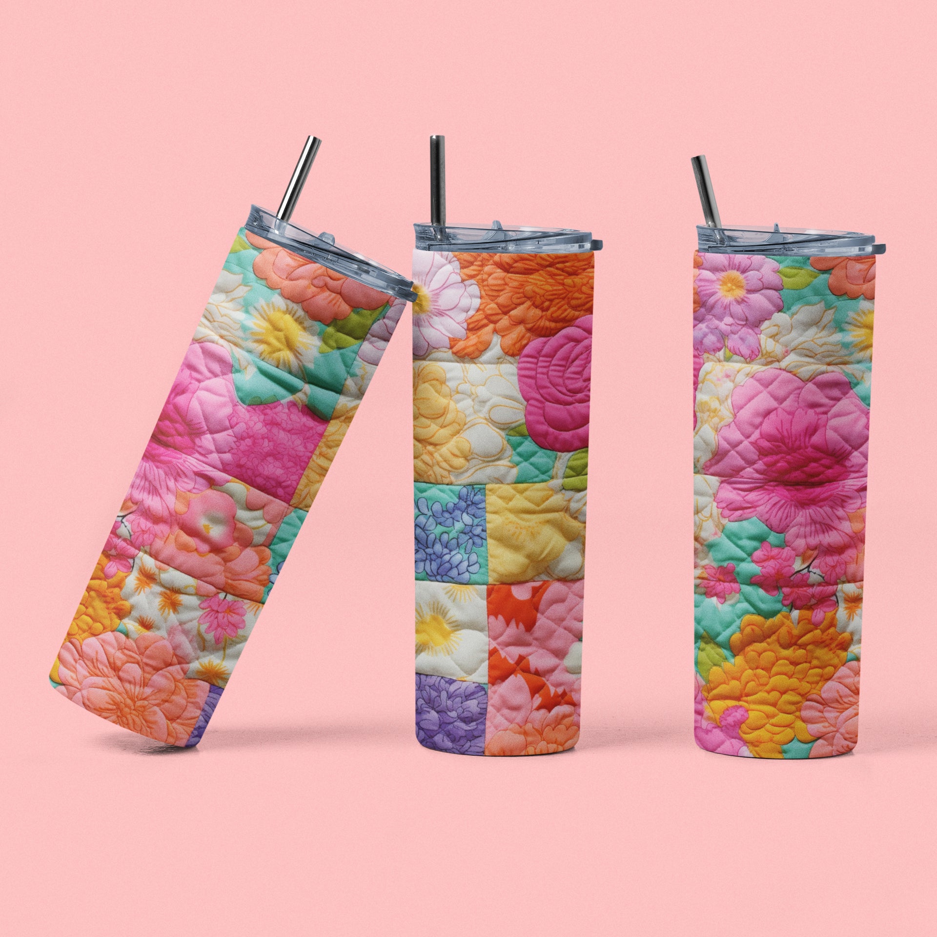 Beautiful fluffy quilted 20 oz. tumbler. This is a great tumbler for quilters and longarmers - Jammin Threads