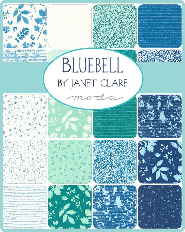 Bluebell Prussian Blue Cotton Quilt Fabric by Janet Clare for Moda Fabrics - Jammin Threads