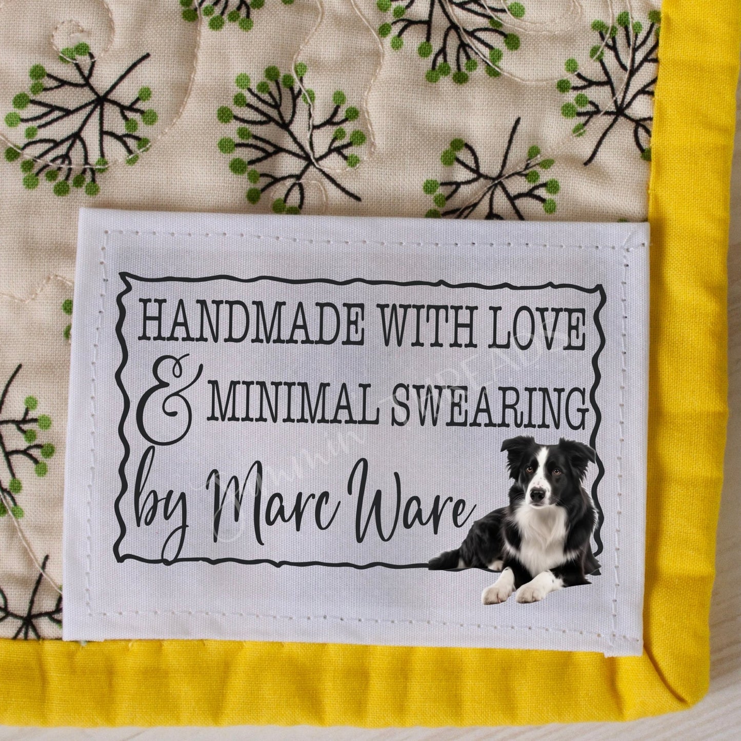 Border Collie - Made with Love and Minimal Swearing - Personalized Dog Quilt Labels - Jammin Threads