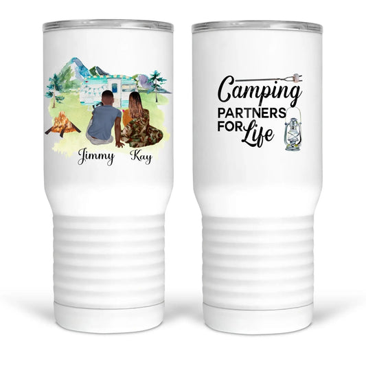 Camping partners for life. Custom camper mugs and tumblers- Jammin Threads
