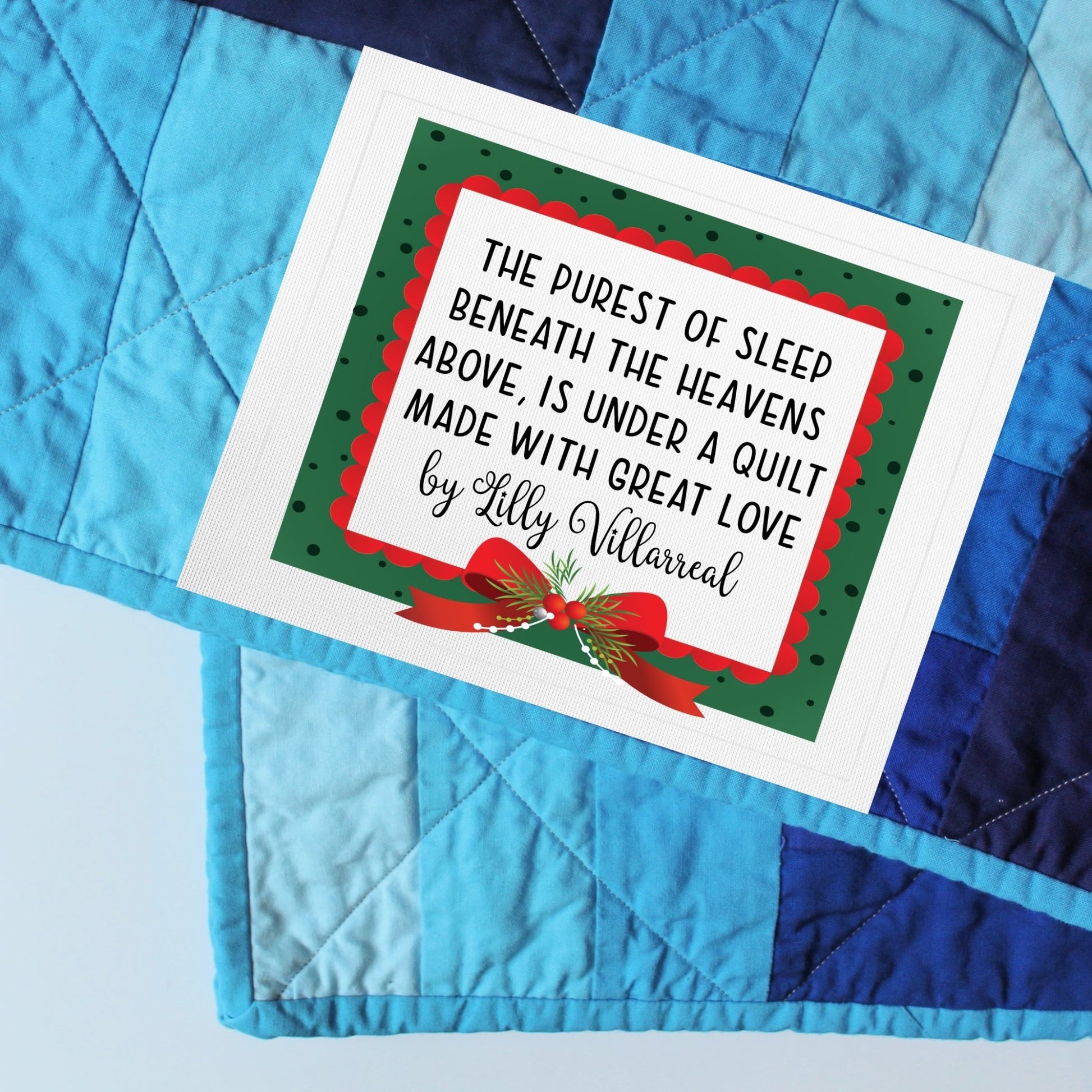 christmas quilt labels 473908 the purest of sleep - personalized christmas quilt labels – jammin