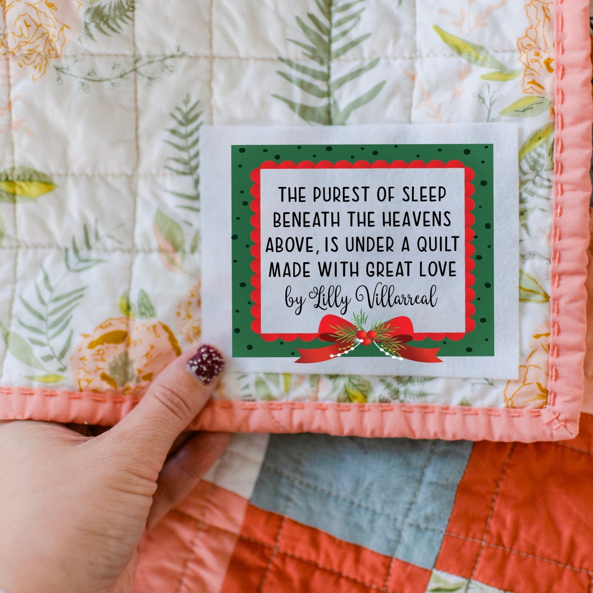 christmas quilt labels 527207 the purest of sleep - personalized christmas quilt labels – jammin