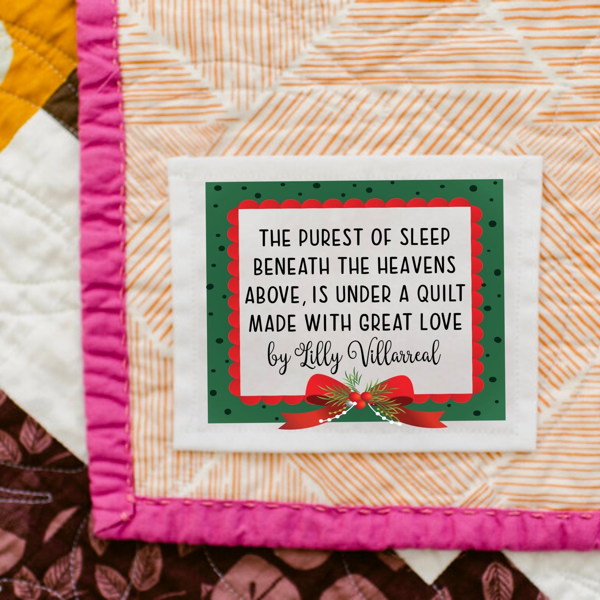 christmas quilt labels 914089 the purest of sleep - personalized christmas quilt labels – jammin