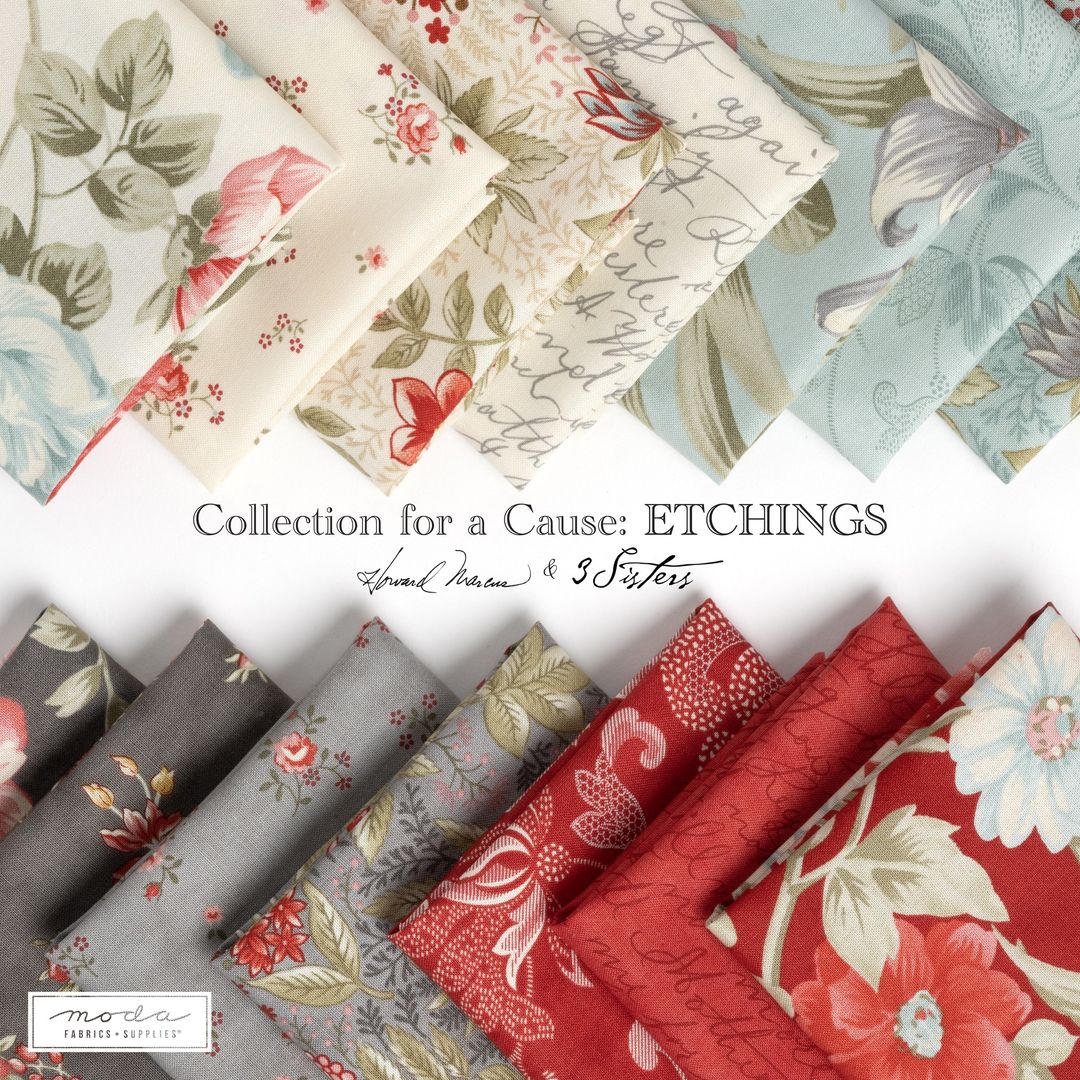 Collections Etchings Red. Collections for a Cause: Etchings Red Yardage by Howard Marcus & 3 Sisters for Moda Fabrics - Jammin Threads