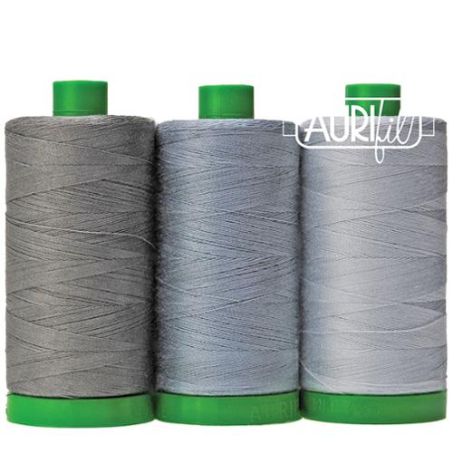 Color Builder 40wt Elephant Gray AC40CP3 001 Aurifil#1 - Set of 3 - Jammin Threads
