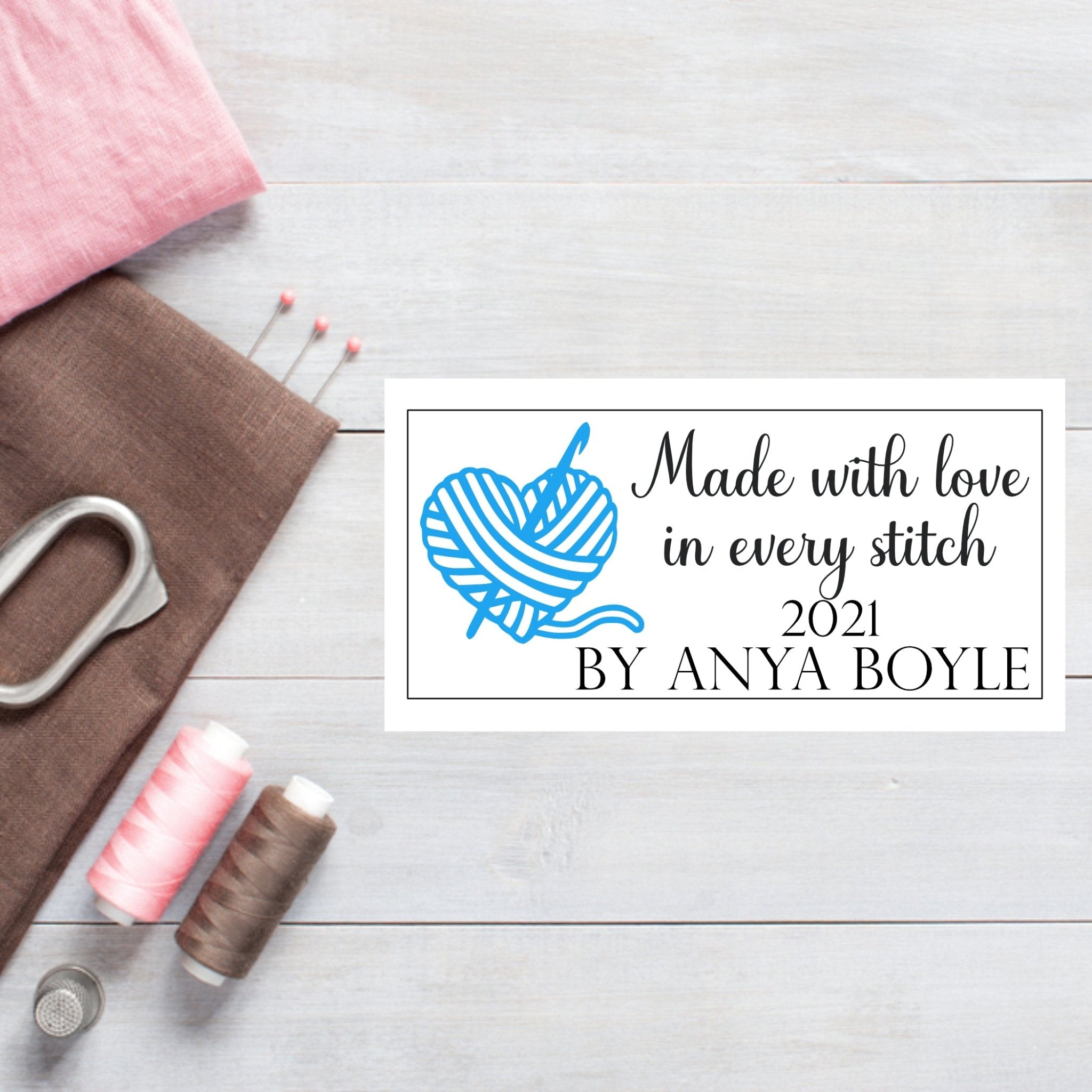 Made with Love in Every Stitch. Personalized crochet blanket labels