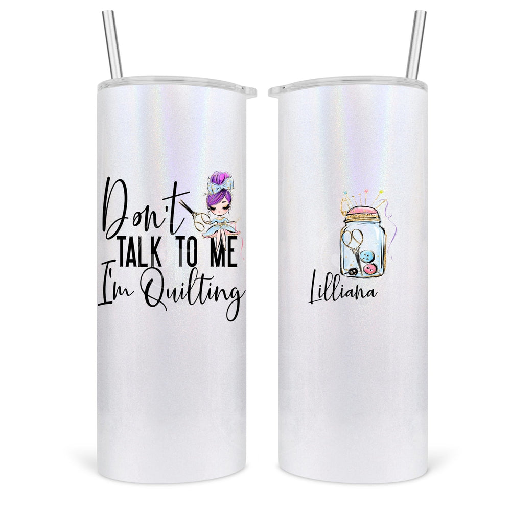 Don't Talk to Me, I'm Quilting. Funny, personalized quilting mugs and tumblers - Jammin Threads