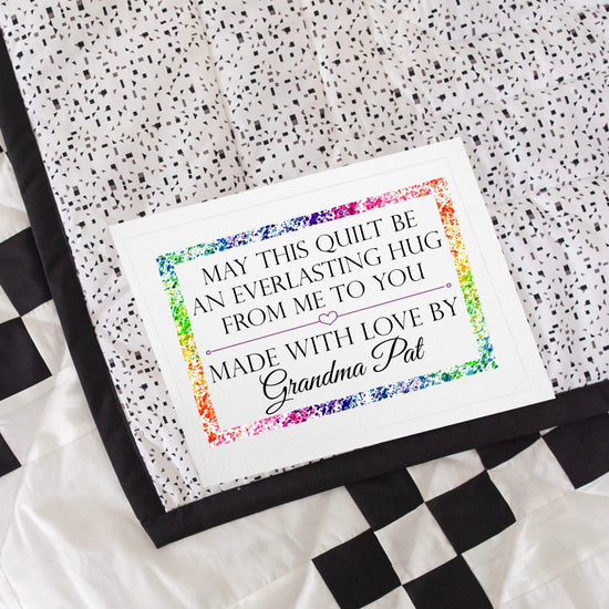 May this Quilt be An Everlasting Hug from Me to You. Handmade quilt labels