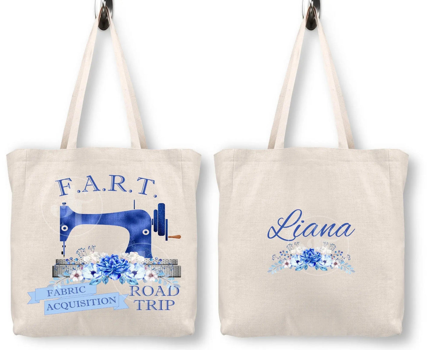 Fabric Acquisition Road Trip. Personalized quilters tote bag - Jammin Threads